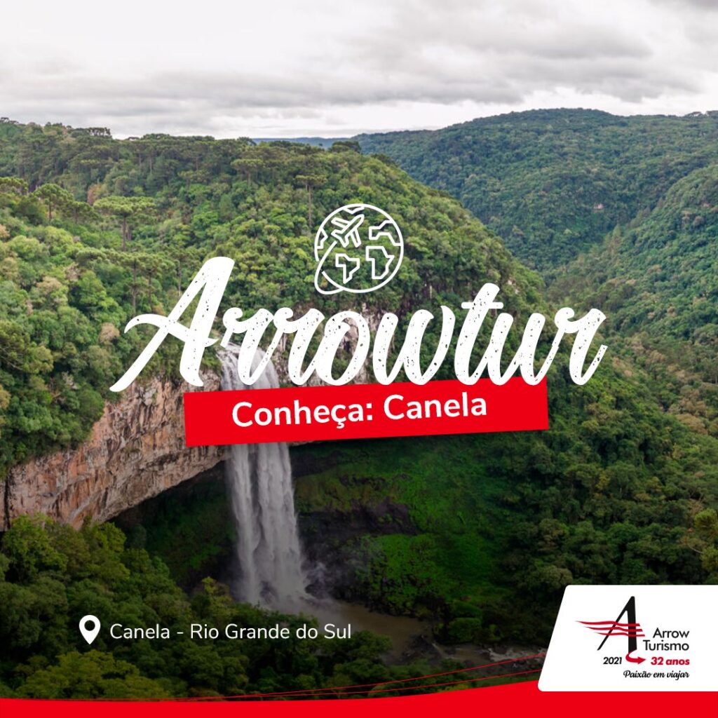 Cascata do Caracol em meio à mata, em Canela, na Serra Gaúcha